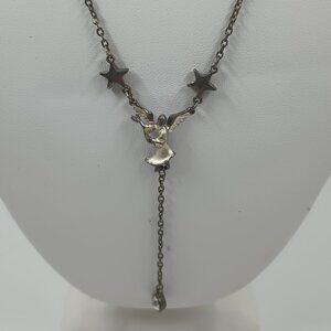 GIUSTI Silver Angel Necklace with Dangling Crystal.
